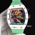  Replica Richard Mille Rm 68-01 Tourbillon Cyril Kongo Watch White Ceramic Green Rubber Strap